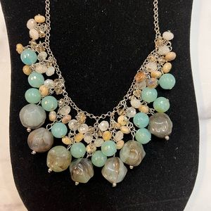 Lan Bauble Layer necklace Sea-foam Green & Opaque Beads large/Small cascade